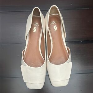 Franco Sarto Cream Square Toe Flats